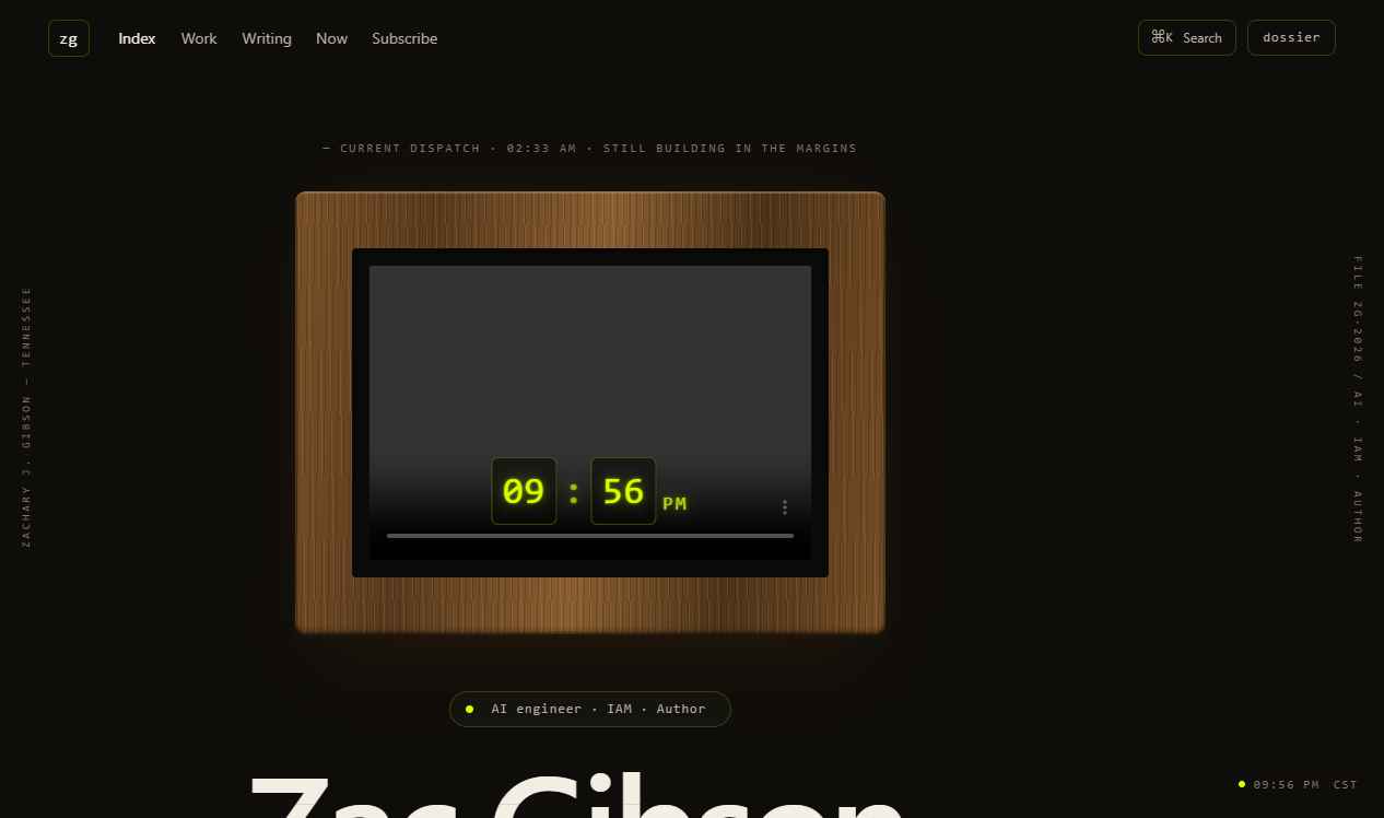 Archived Broadcast direction with a dark walnut frame and carbon interface